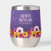 Elegant Daisies met Paarse Glitter Wedding (Achterkant)