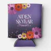 Elegant Daisies met Paarse Glitter Wedding Blikjeskoeler (Voorkant)