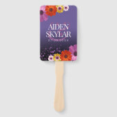 Elegant Daisies met Paarse Glitter Wedding Handwaaier (Voorkant)