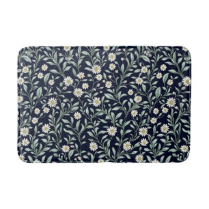 Elegant Daisy Bloempatroon op Donkere Achtergrond Badmat