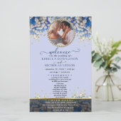 Elegant Daisy Floral Custom Photo Wedding Program (Staand voorkant)