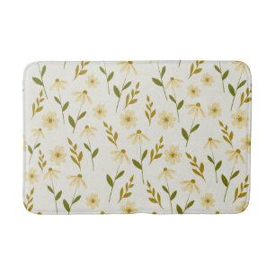 Elegant Daisy Floral Design Ivory Greenery Branch Badmat
