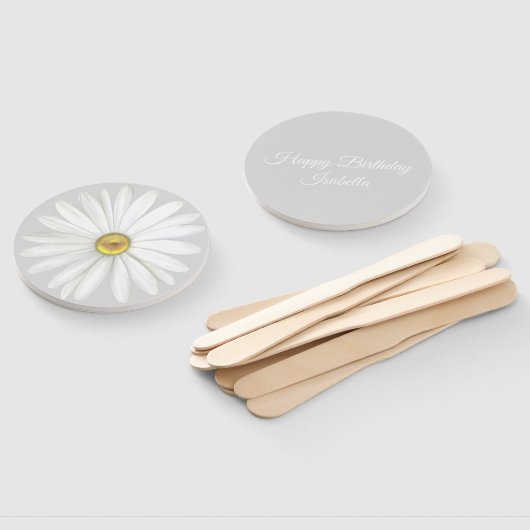 Elegant Daisy Flower on Light Silver Grey Birthday Handwaaier (Niet-gemonteerd)