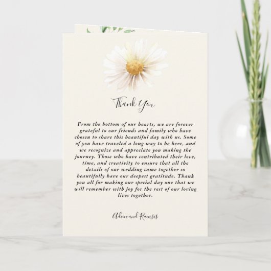 Elegant Daisy Folded Wedding Program Programma (Achterkant)