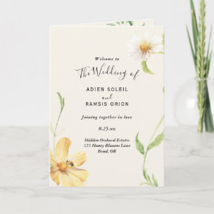 Elegant Daisy Folded Wedding Program Programma