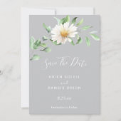 Elegant Daisy | Grijze bruiloft bespaart datum Save The Date (Voorkant)