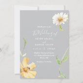 Elegant Daisy | Grijze bruiloft uitnodiging (Voorkant)