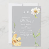 Elegant Daisy | Grijze uitnodiging tot weddenschap (Voorkant)