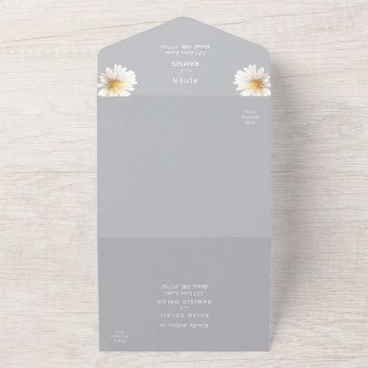 Élégant Daisy | Gris Tout en un Faire-part de mari (Dehors)