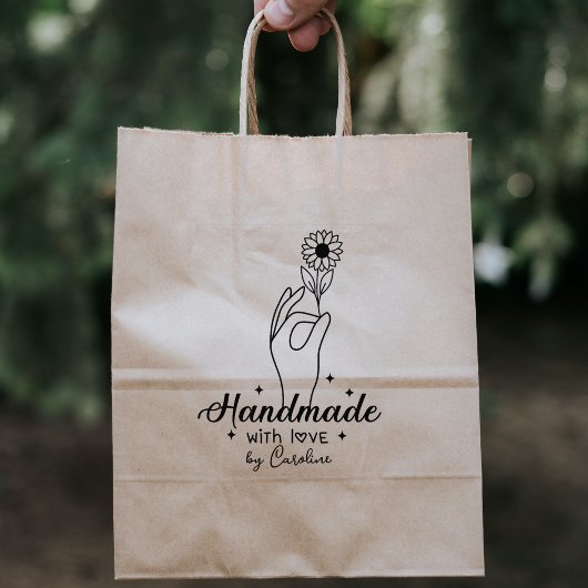 Elegant Daisy Handmade by (aangepaste naam), Busin Rubberstempel