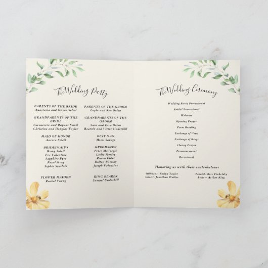Élégant Daisy Programme de mariage plié (Intérieur)