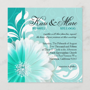 Elegant Daisy Scroll Flourish turquoise Kaart