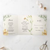 Elegant Daisy Trivoudig Uitnodiging (Binnen)