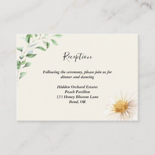 Elegant Daisy Wedding Reception Enclosure Kaart (Voorkant)