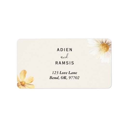 Elegant Daisy Wedding Return Address Labels (Voorkant)
