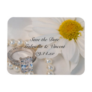 Elegant Daisy Wedding Save the Date Magneet