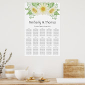 Elegant Daisy Wedding Seating Chart Poster (Keuken)