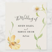 Elegant Daisy Wedding Wine Label Wijn Etiket (Enkel label)
