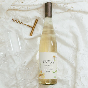 Elegant Daisy Wedding Wine Label Wijn Etiket