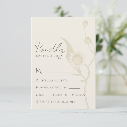 Elegant Daisy Wildflower RSVP Respons Kaart (Staand voorkant)