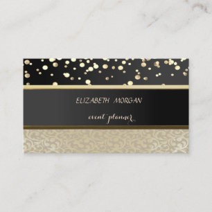 Elegant, Damas, Black, Gold Confetti Visitekaartje
