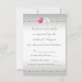 Elégant Damas d'argent et rose rose RSVP (Dos)