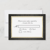 Élégant Damas noir et or avec Monogram RSVP (Dos)