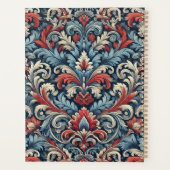 Elégant damas rouge, blanc et bleu avec monogramme (Dos)