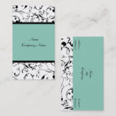 Élégant damas, vignes florales carte de visite (Devant / Derrière)