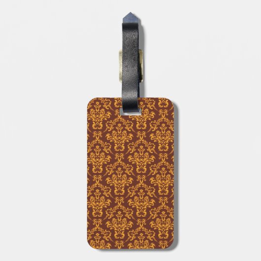 Elegant Damask Art Deco Pattern Bagagelabel (Achterkant verticaal)