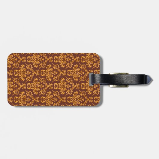 Elegant Damask Art Deco Pattern Bagagelabel (Achterkant horizontaal)