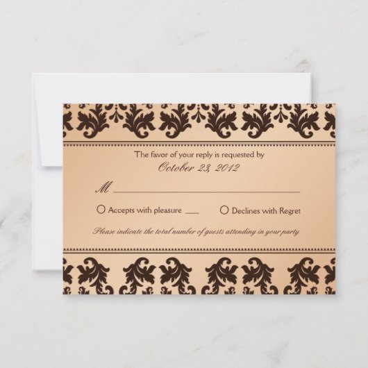 Elégant Damask Automne Reverie Mariage RSVP (Dos)