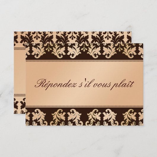 Elégant Damask Automne Reverie Mariage RSVP (Devant / Derrière)