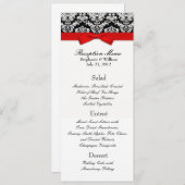 Elégant Damask avec Red Bow Reception Menu (Devant / Derrière)
