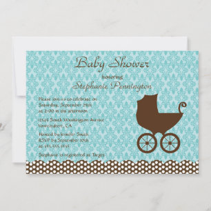 Elegant damask baby bagageruim kaart