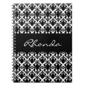 Elegant Damask Black en White Notitieboek (Voorkant)