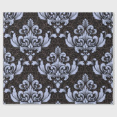 Elegant Damask blue and black wrapping paper roll Cadeaupapier (Vlak)