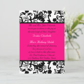 Élégant Damask & Bright Pink Faire-part de mariage (Debout devant)