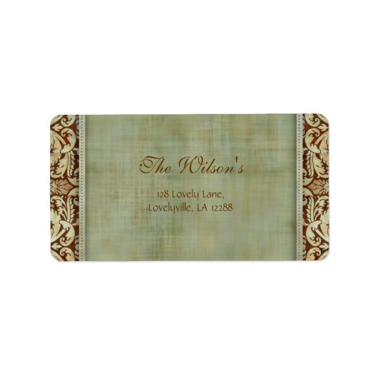 Elegant  Damask Bruiloft Label Adres 2 (Voorkant)