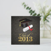 Elegant Damask Class of 2013 Afstuderen with gold Kaart (Staand voorkant)