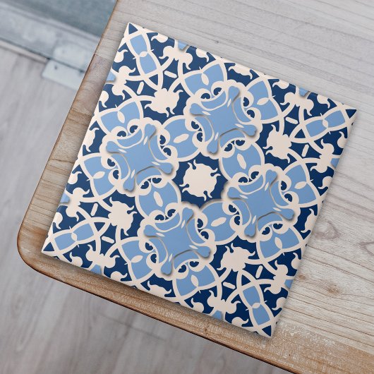 elegant Damask Classic Blue en White Tegeltje