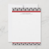 Elegant Damask Custom Flat Note-kaarten (rood) Notitiekaartje (Voorkant)