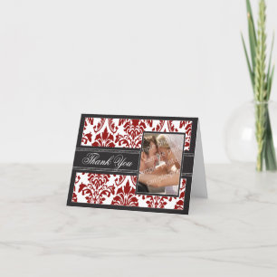 Elegant Damask Custom Hartelijk dank (rood/zwart) Bedankkaart