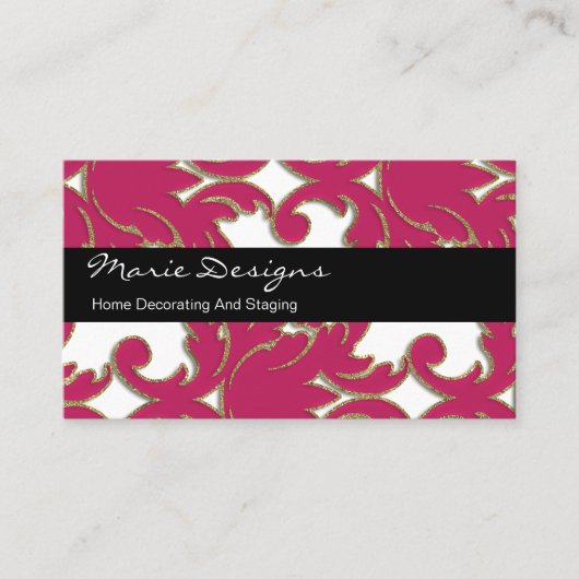 Elégant Damask Décor Cartes de visite (Devant)