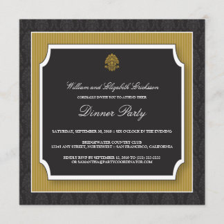 Elegant Damask Dinner Party Invitation (goud) Kaart