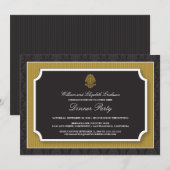 Elegant Damask Dinner Party Invitation (goud) Kaart (Voorkant / Achterkant)