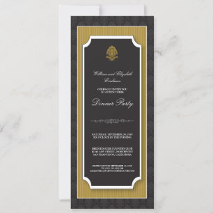 Elegant Damask Dinner Party Invitation (goud) Kaart