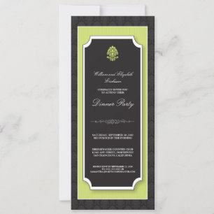 Elegant Damask Dinner Party Invitation (limoen) Kaart