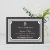 Elegant Damask Dinner Party Invitation (zilver) Kaart (Staand voorkant)