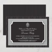 Elegant Damask Dinner Party Invitation (zilver) Kaart (Voorkant / Achterkant)